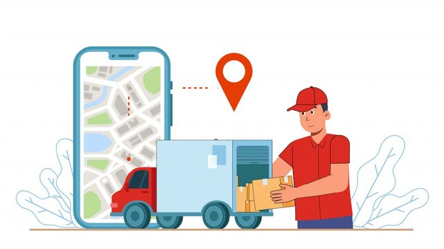 Represent parcel delivery services with flat style animation. Characters process deliveries, handle logistics, and ensure timely shipping in a clean and minimalist visual style.