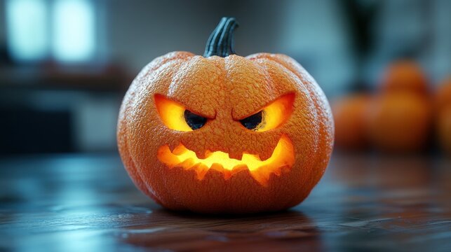 pumpkin with scary face concept