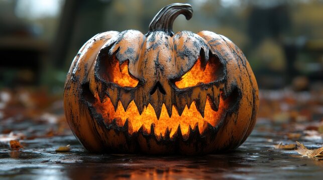 pumpkin with scary face concept