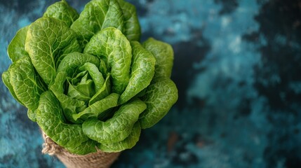 Fototapeta premium Fresh green lettuce in burlap.