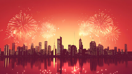 Fototapeta premium New Year fireworks in the city