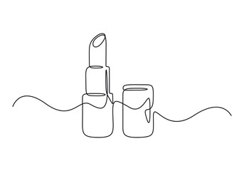 Obraz premium Continuous one line drawing of lipstick cosmetic vector illustration