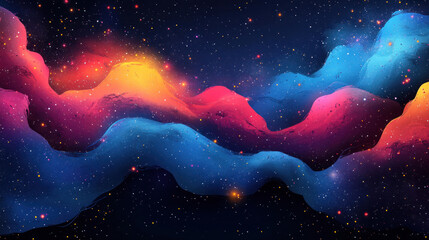 Obraz premium Blue backgrounds with vibrant galaxy-inspired patterns featuring stars and nebulae