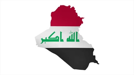 The Flag of IRAQ Waves Within Its Map with Beautiful Animation