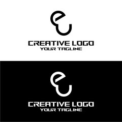 Fototapeta premium creative letter logo eu design vector