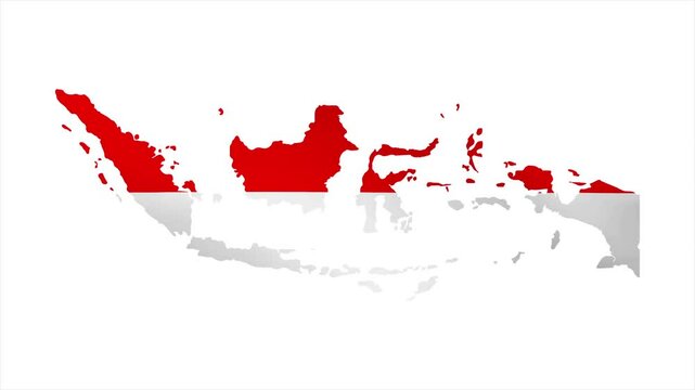 The Flag of INDONESIA Waves Within Its Map with Beautiful Animation