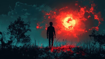 Fototapeta premium resurrection man walking vector illustration