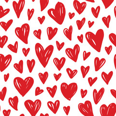 Vector seamless pattern with hand drawn doodle hearts