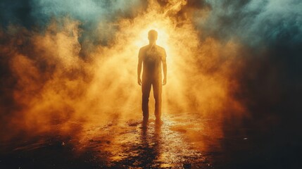 resurrection silhouette of a man standing in the middle of the light