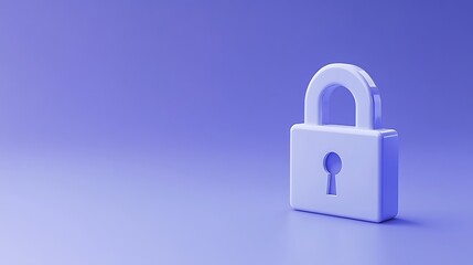 Minimalist White Lock on Vibrant Purple Background Representing Security and Privacy Concepts
