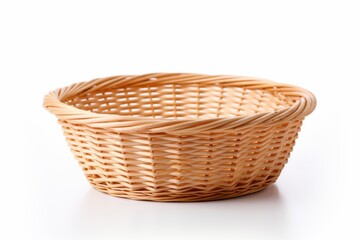 Fototapeta premium Wooden basket crafted from natural materials showcases intricate weaving technique and simple design suitable for various uses