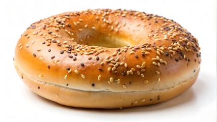 Bagel with poppy seed on white.
