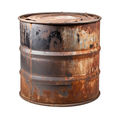 Fototapeta premium old rusty oil barrel isolated on transparent background Remove png, Clipping Path, pen tool
