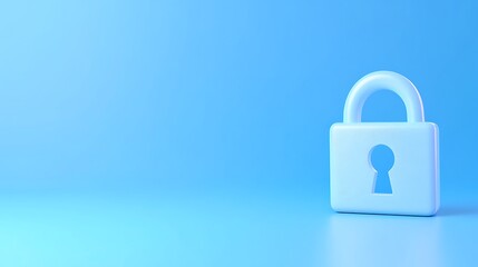 Secure Blue Lock Symbol on a Minimalist Background Representing Protection and Privacy in Digital Space