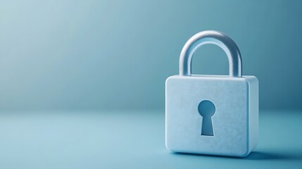 Secure and Stylish Lock on a Calm Blue Background for Conceptual Protection and Safety Themes