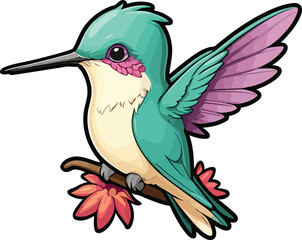 Obraz premium Graceful Hummingbird Perched on a Natural Branch