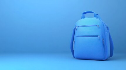 Light blue backpack on a blue background. (5)