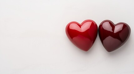 Two Glossy Hearts on White Background