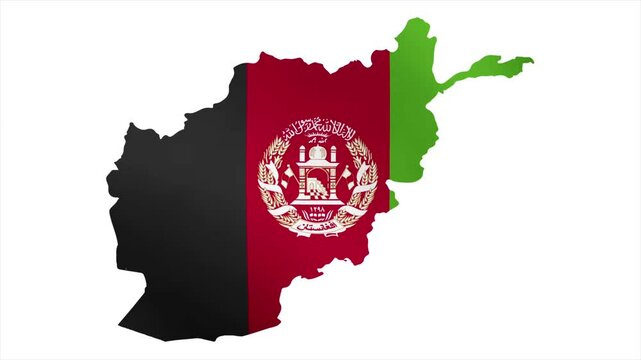 The Flag of AFGHANISTAN Waves Within Its Map with Beautiful Animation