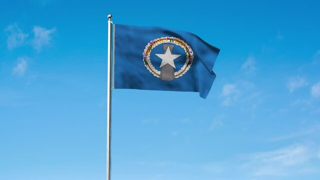 High detailed flag of Northern Mariana Islands. National Northern Mariana Islands flag. Oceania. 3D Render.
