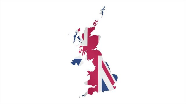 The Flag of UNITED KINGDOM Waves Within Its Map with Beautiful Animation