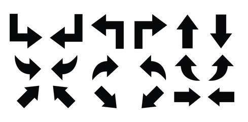 Arrows set black icons. Arrow icon. Arrow vector collection. Doddle arrow set, collection of arrows. Collection different arrows sign
