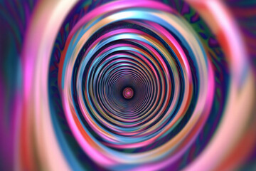 Vibrant swirling colors create a mesmerizing tunnel effect with intricate patterns and depth