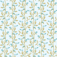 Floral abstract seamless pattern. Pastel botanical background. Plant natural design for wallpaper, textile, stationery.