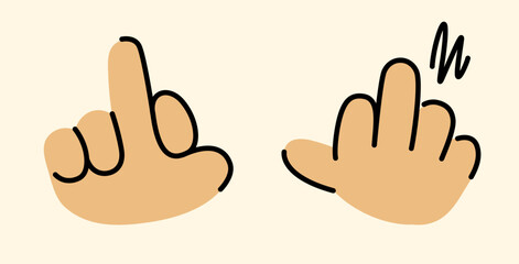 Cartoon Middle Finger Hand Gesture Vector Illustration on Beige Background, Simple Drawing.