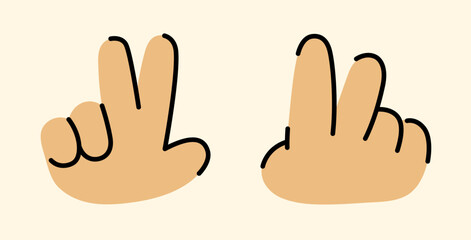A colorful and stylized depiction of the Peace Sign Hand gesture, portraying Spirit of Love, Peaceful Vibes in a fun, minimalistic style. 2 Vector Designs