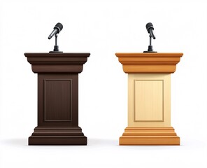 wooden podium isolated on white