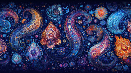 Pattern backgrounds with intricate paisley motifs in deep jewel tones