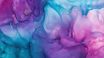 Bright abstract gradient with purple and teal hues, softly glowing and blending, creating a vibrant and dynamic atmosphere