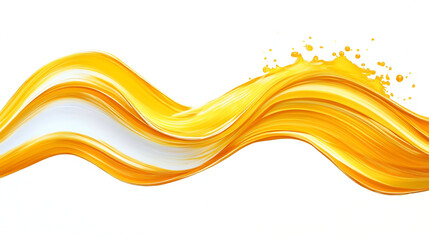 Bright yellow paint stroke on a white canvas creating a vivid, artistic expression,A brush glides across a white canvas. Orange, yellow and red gradient paint stroke. Abstract background