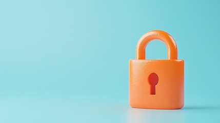 Vibrant Orange Lock on Calm Blue Background Symbolizing Security and Protection Concepts