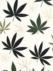 Fototapeta premium A pattern of marijuana leaves is printed on a white background