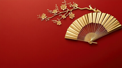 New Year Folding Fan and Plum Blossom