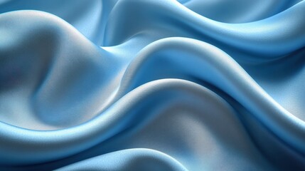 Obraz premium soft blue fabric background with flowing waves in a smooth satin texture