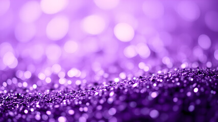 Shiny purple glitter, closeup. Halloween background, bokeh effect. Generative AI