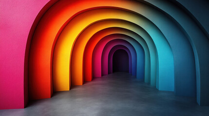 Rainbow backgrounds with curved arches transitioning seamlessly between vibrant shades