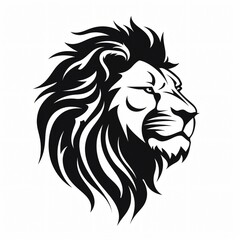 Fototapeta premium Detailed Black Lion Head Silhouette Isolated on White Background for Graphic Design Projects