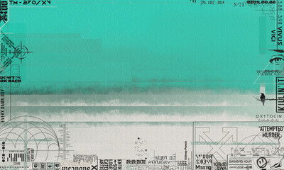 Abstract gradient color background with graphic and typographic elements