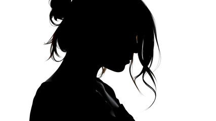 Silhouette of one woman isolated on white background. generative AI