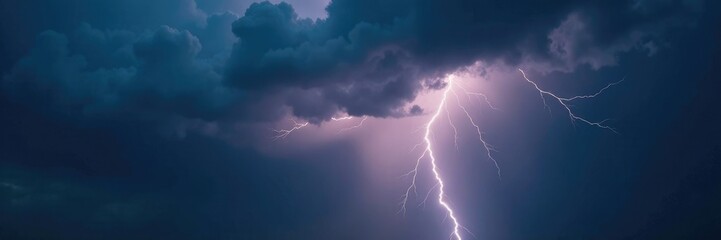 Dark grey clouds with lightning bolts radiating from the top, energetic discharges, thunderstorm formations