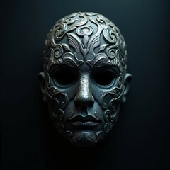 A Mysterious Ornate Mask With Intricate Carvings And Hollow Eyes Creating An Ominous Presence.