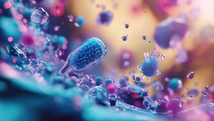 Microscopic capsule releasing medicine amidst vibrant cells