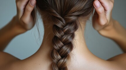Obraz premium Elegant Braid Hairstyle Showcasing Skilled Craftsmanship. Generative AI