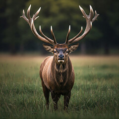 Elk deer in the mountains jungle grass