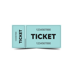 The image shows a light blue ticket divided into two parts with perforations. It displays a unique number. The design is minimalist and functional