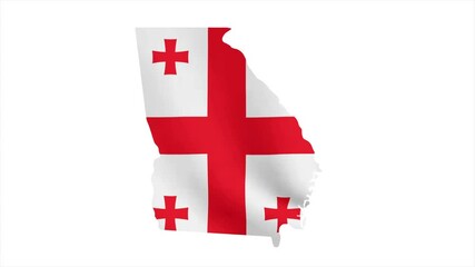 The Flag of GEORGIA Waves Within Its Map with Beautiful Animation